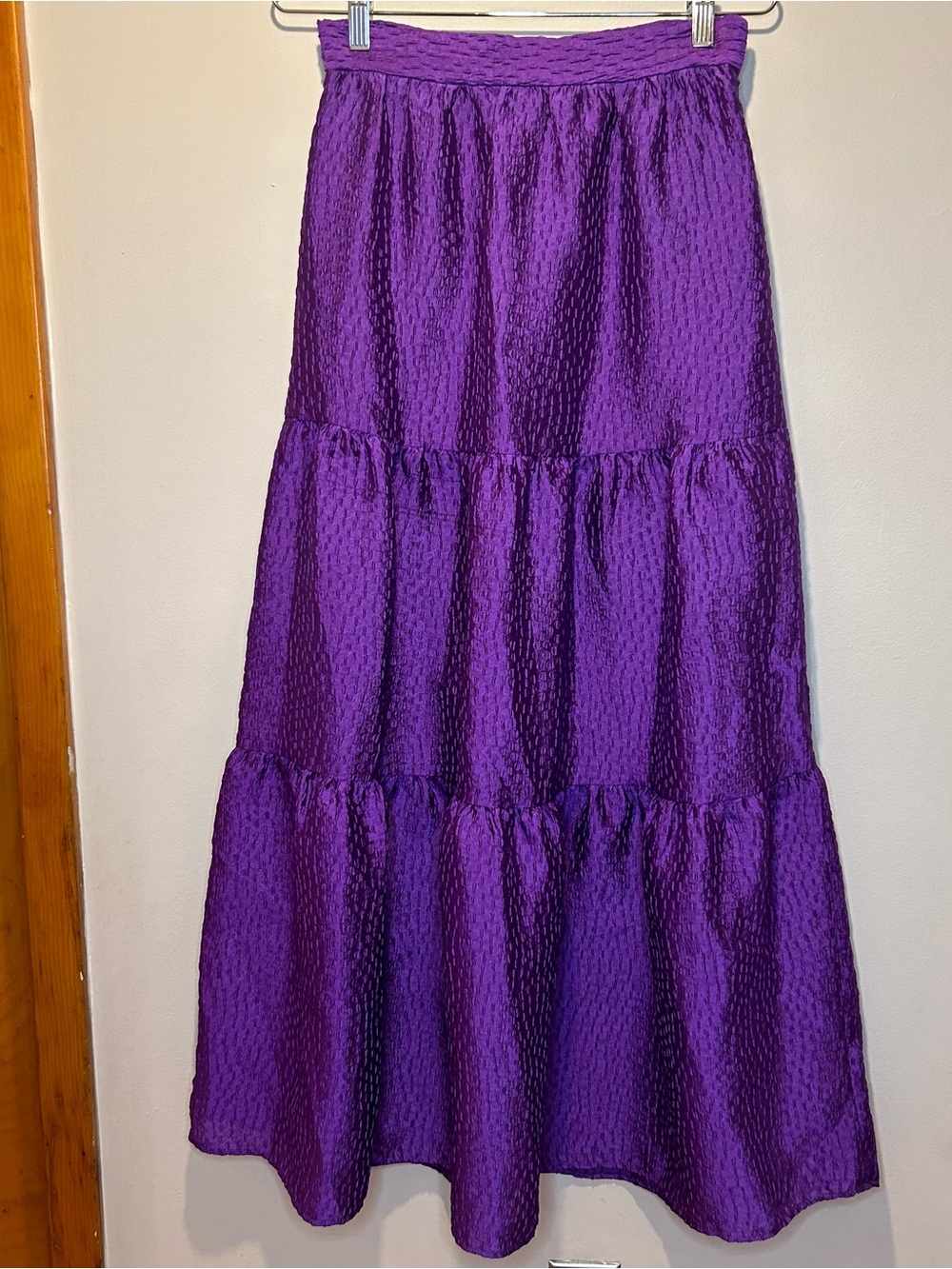 Zara Purple Textured Tiered Midi Skirt Size Small